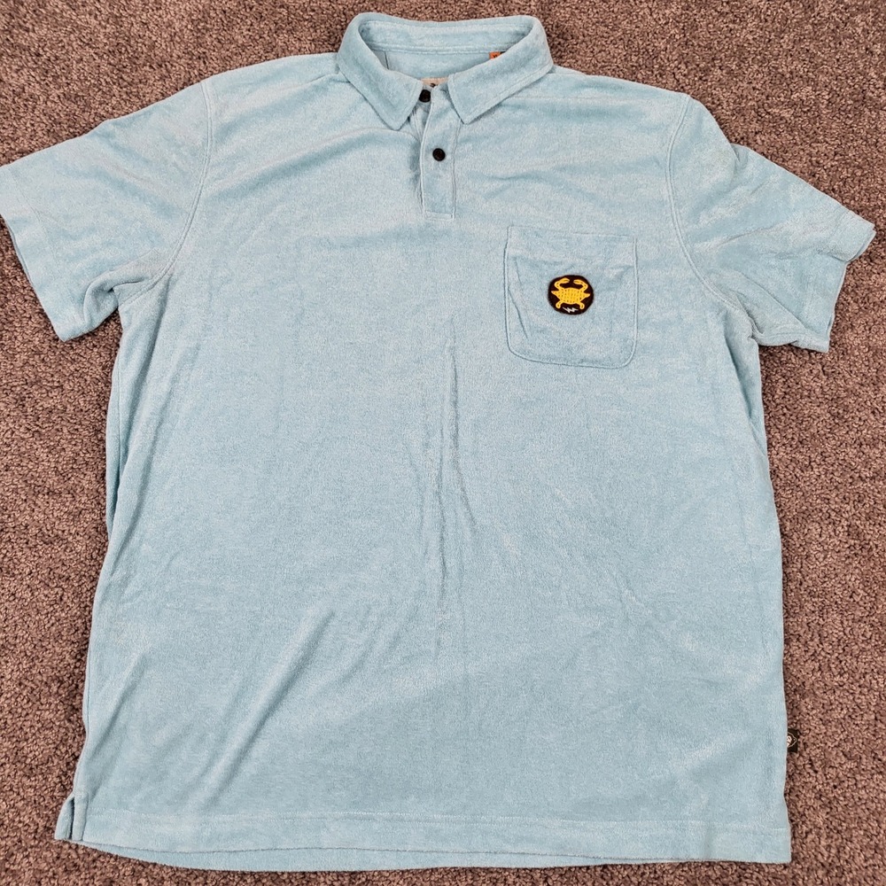 Howler Brothers Polo Shirt Men XL Blue Excellent Terry Cloth Crab Patch HB-43590 - Picture 2 of 11